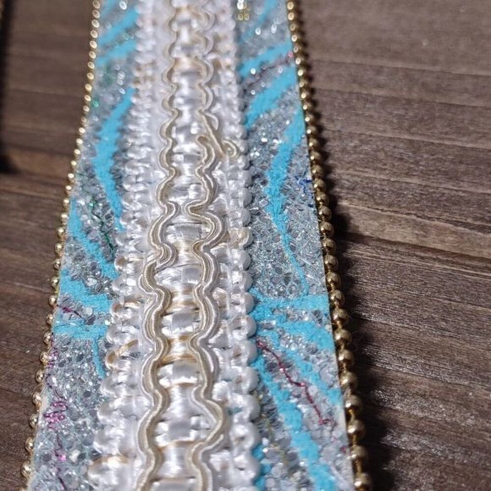 Blue Pearl Sparkle Statement Belt Unmarked - Picture 9 of 16